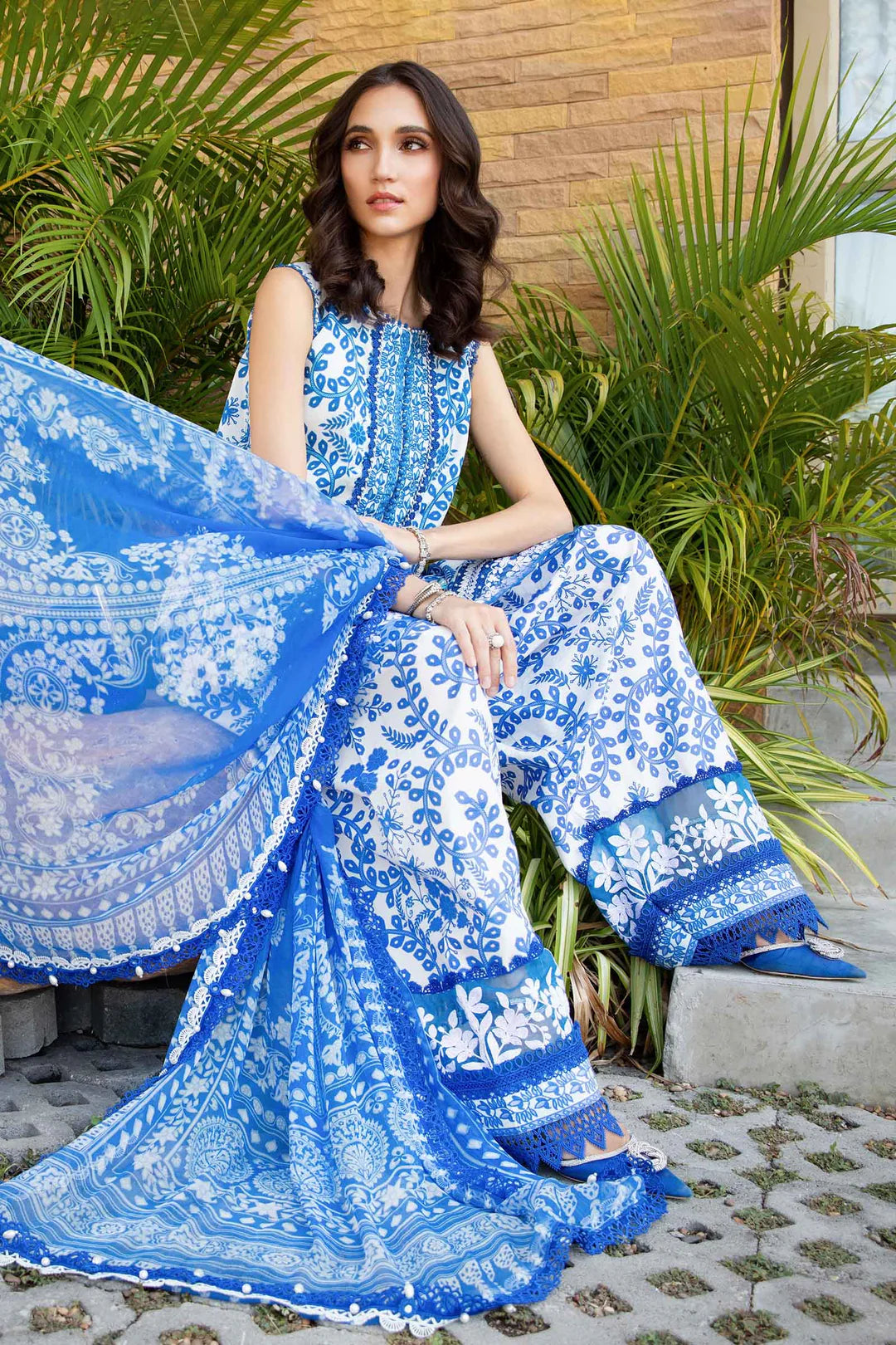 Maria B Blue Embroidered Lawn 3 Piece NazDresses