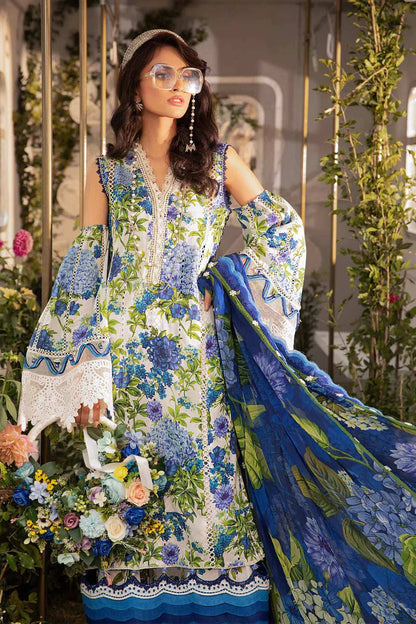 Maria B Blue Embroidered Pure Lawn 3 piece