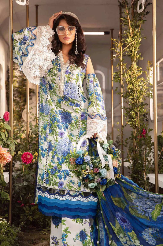 Maria B Blue Embroidered Pure Lawn 3 piece
