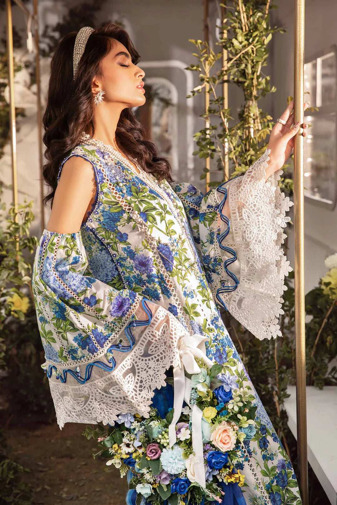 Maria B Blue Embroidered Pure Lawn 3 piece