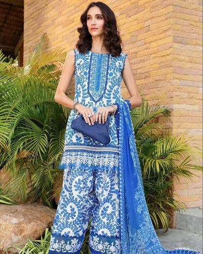 Maria B Blue Embroidered Lawn 3 Piece