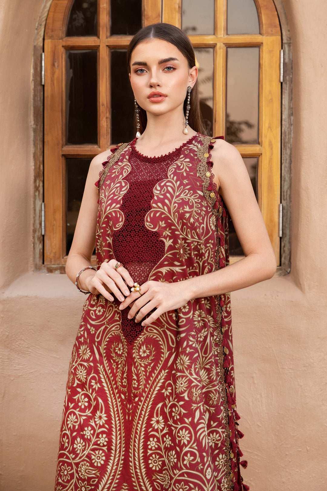 Maria B Maroon Embroidered Lawn 3 Piece