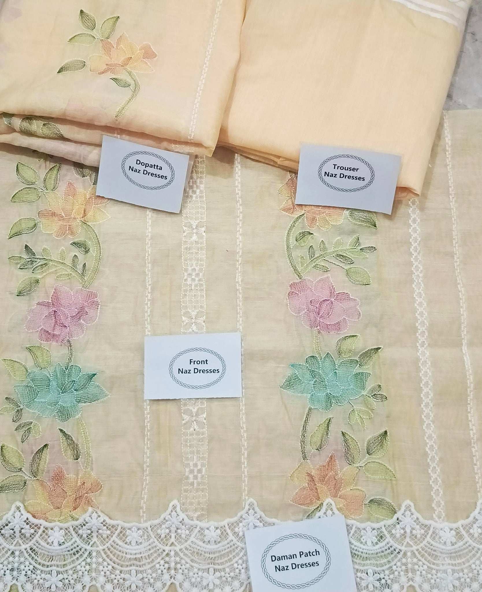 Manaz Paper cotton 2 Piece Kacha taanka Hand Embroidery style