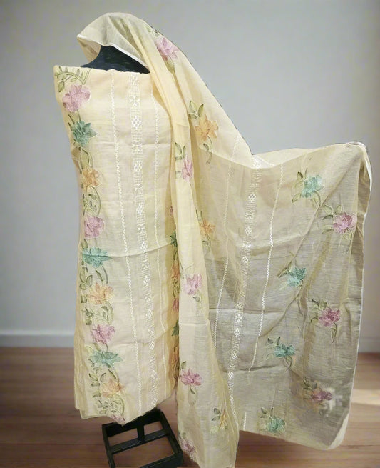 Manaz Paper cotton 2 Piece Kacha taanka Hand Embroidery style
