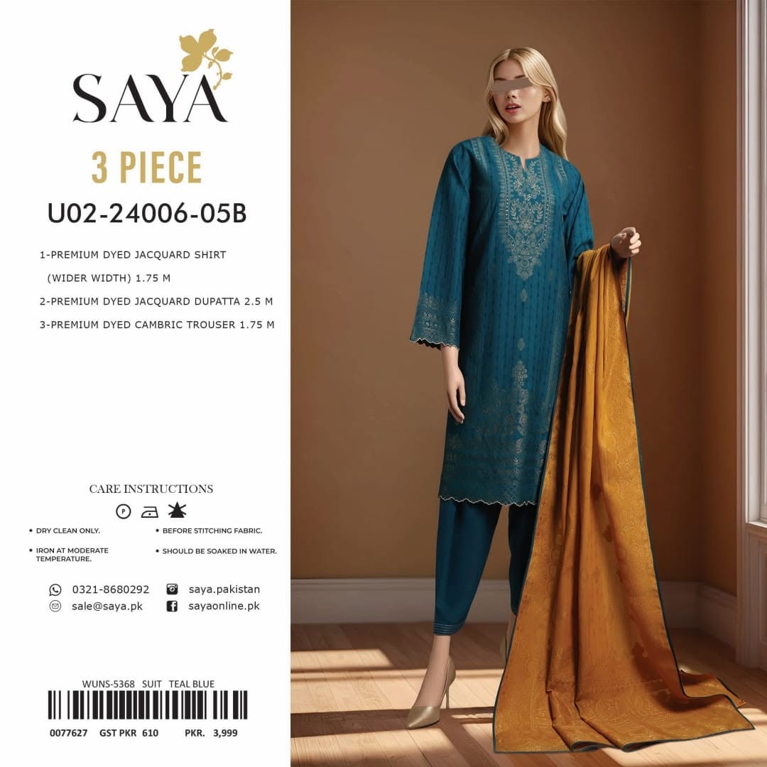 SAYA Jacquard 3 Piece Suit Summer Collection NazDresses