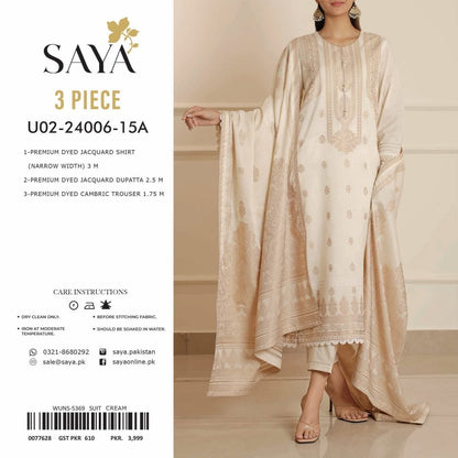 SAYA Jacquard 3 Piece Suit Summer Collection NazDresses