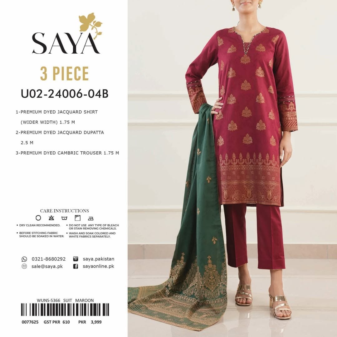 SAYA Jacquard 3 Piece Suit Summer Collection NazDresses