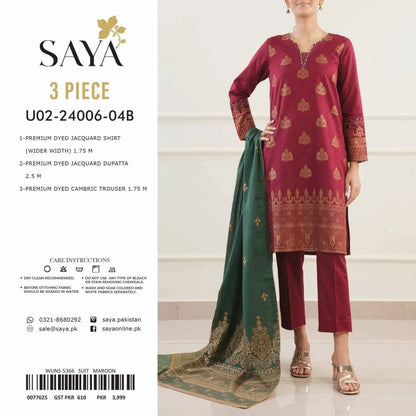 SAYA Jacquard 3 Piece Suit Summer Collection NazDresses