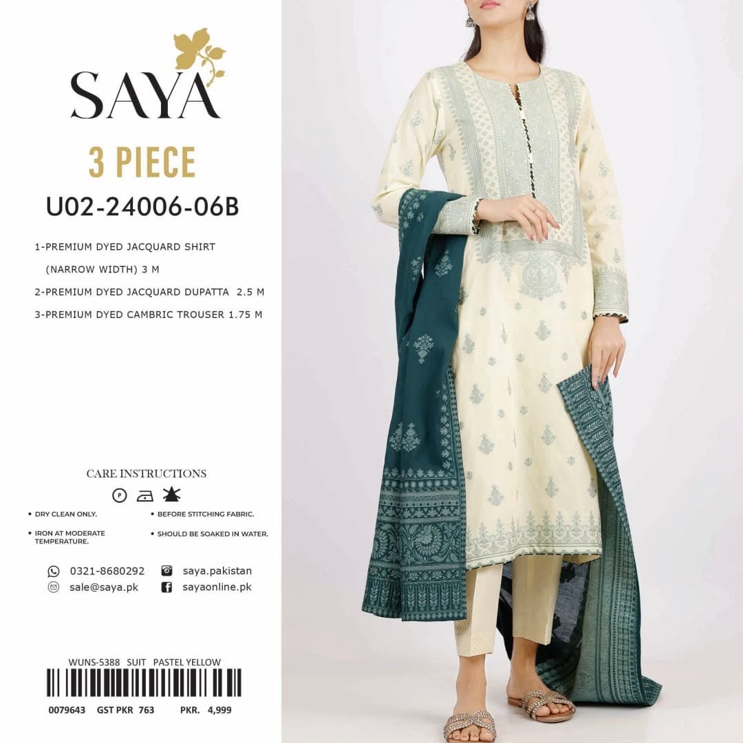 SAYA Jacquard 3 Piece Suit Summer Collection NazDresses