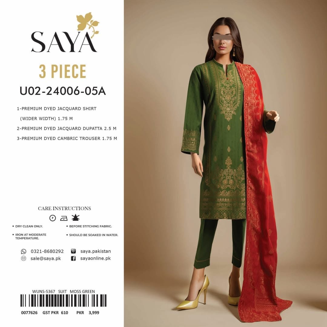 SAYA Jacquard 3 Piece Suit Summer Collection NazDresses