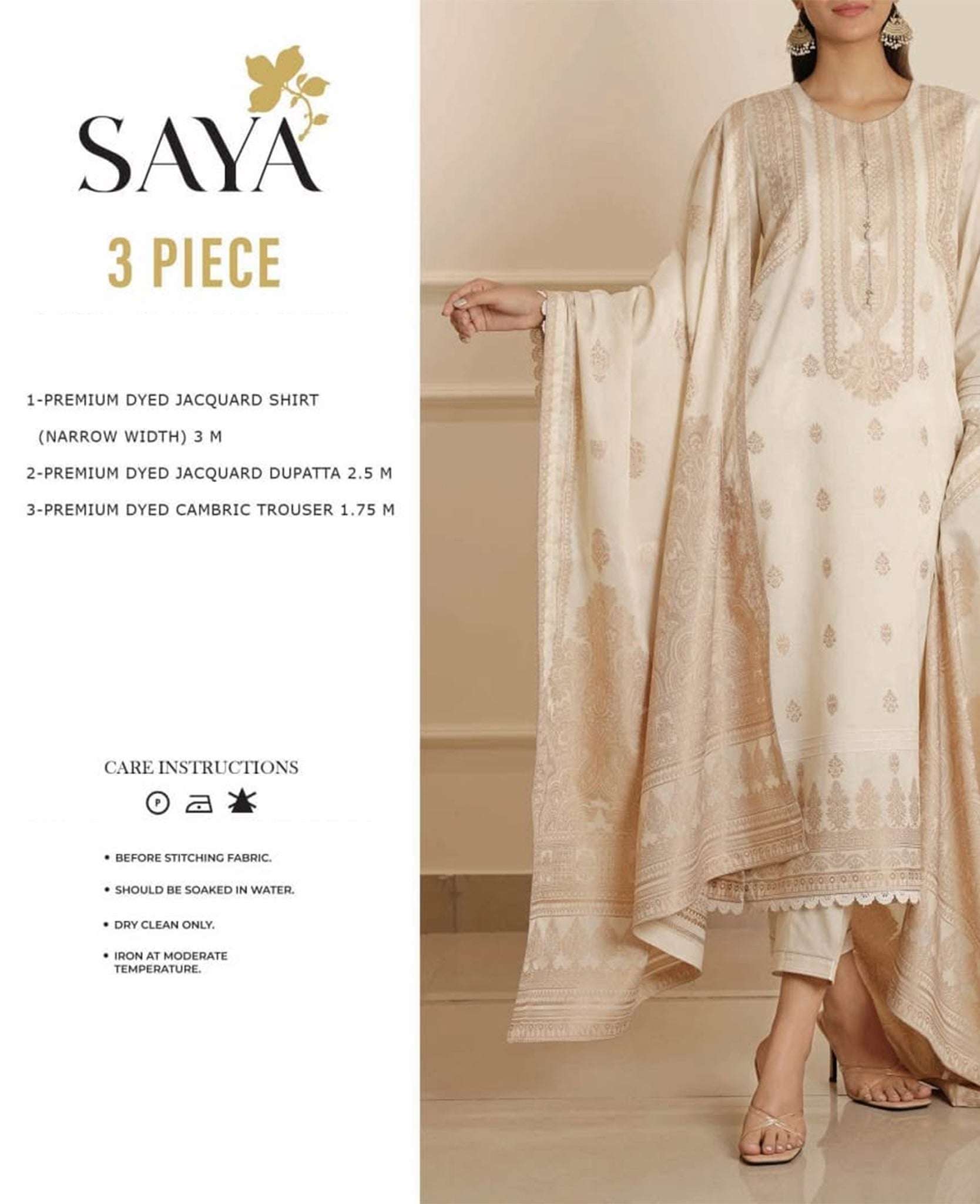 SAYA Jacquard 3 Piece Suit Summer Collection