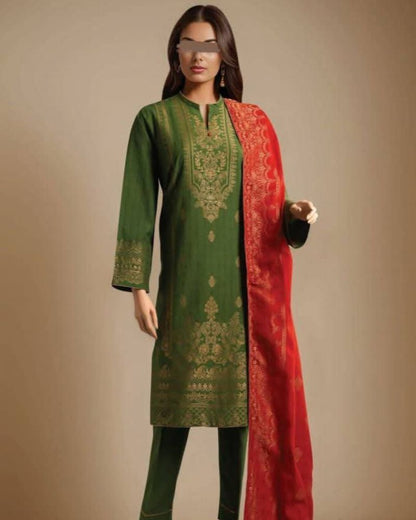 SAYA Jacquard 3 Pc Suit Unstitched