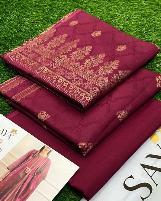 SAYA Jacquard 3 Pc Suit Unstitched