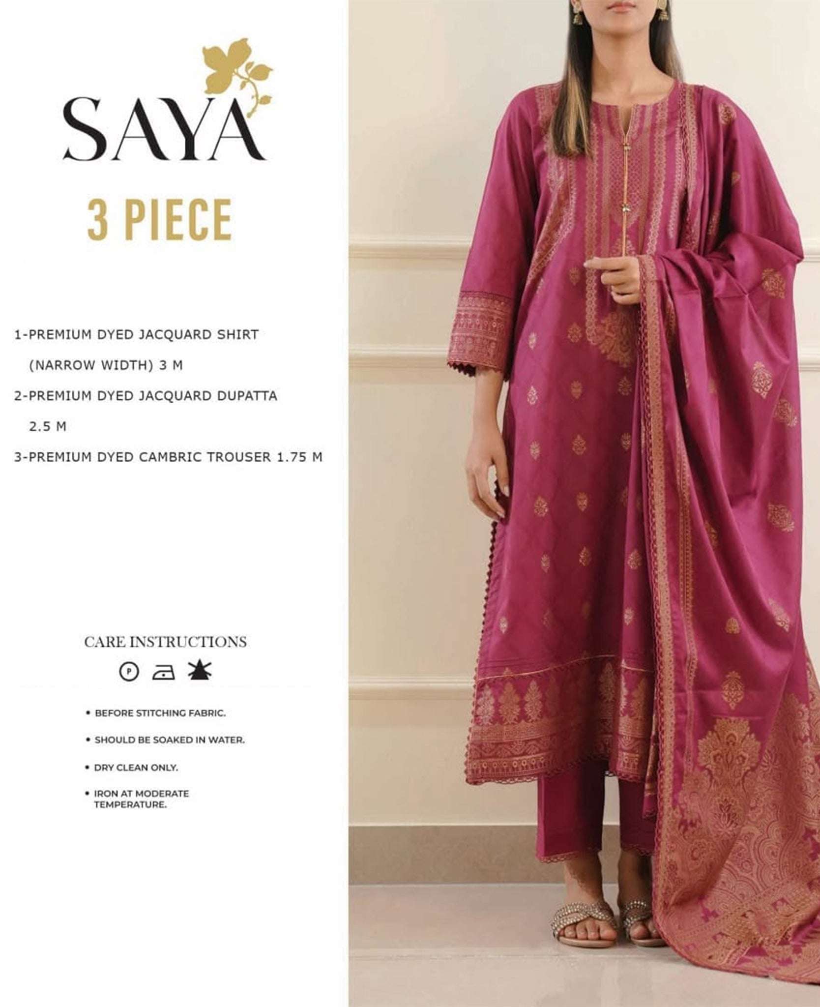 SAYA Jacquard 3 Piece Suit Summer Collection