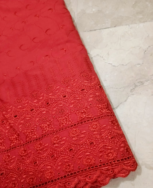 Manaz chicken Kari Trouser Pure Red Lawn Unstitched