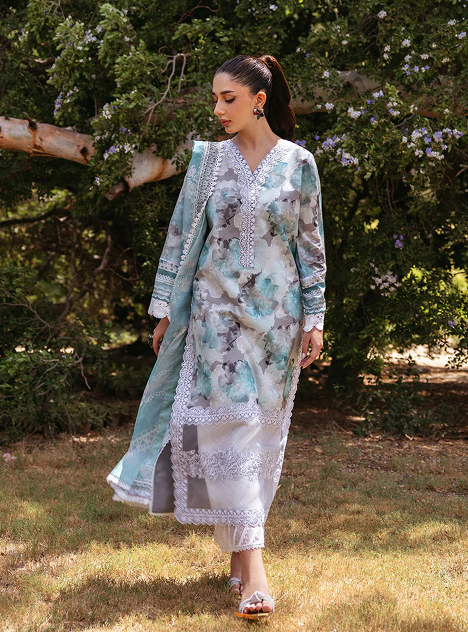 Zainab Chottani Embroiderey Lawn 3 Piece Blue NazDresses