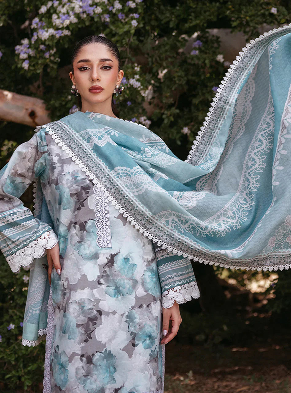 Zainab Chottani Embroiderey Lawn 3 Piece Blue NazDresses