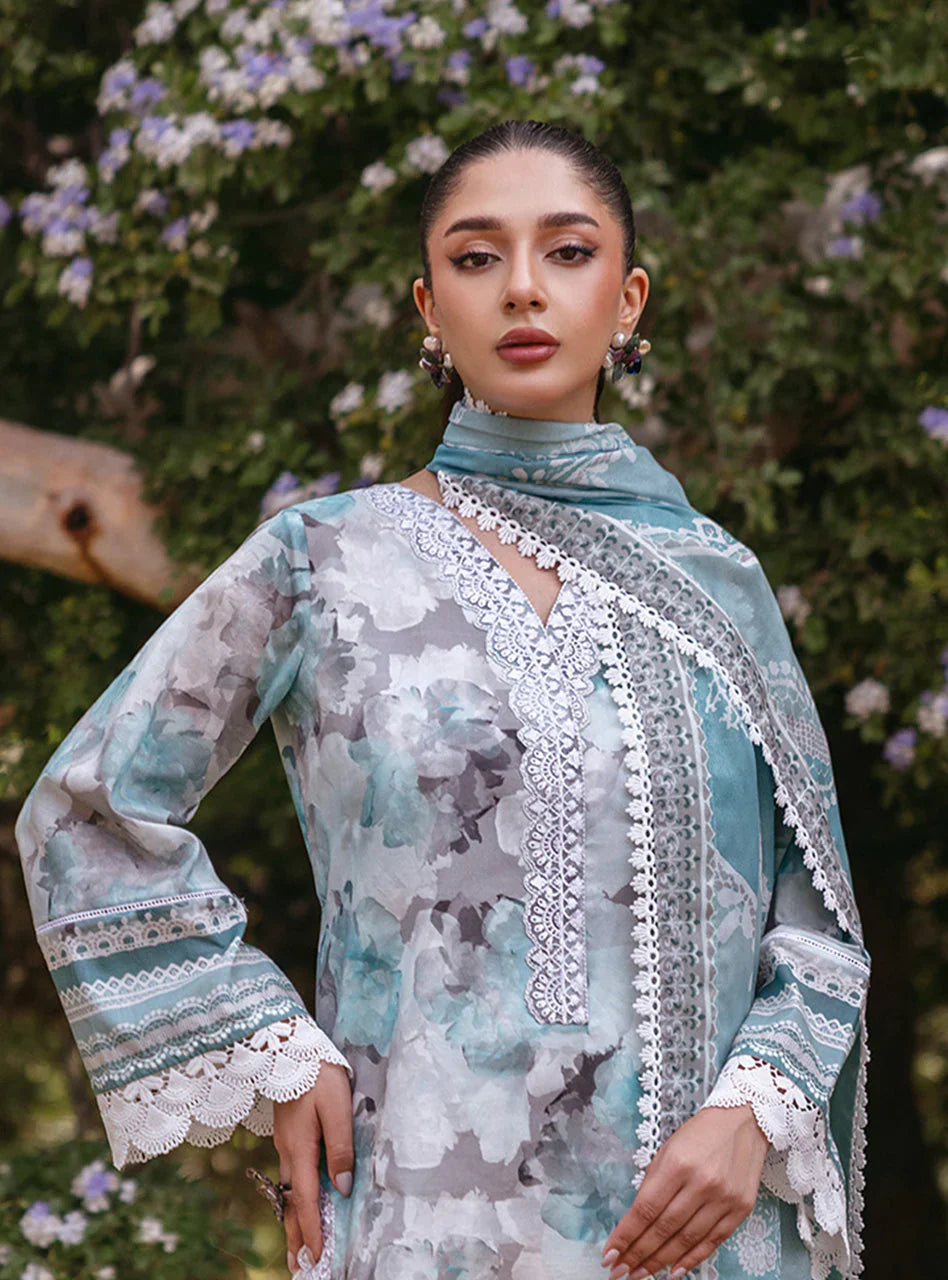 Zainab Chottani Embroiderey Lawn 3 Piece Blue NazDresses