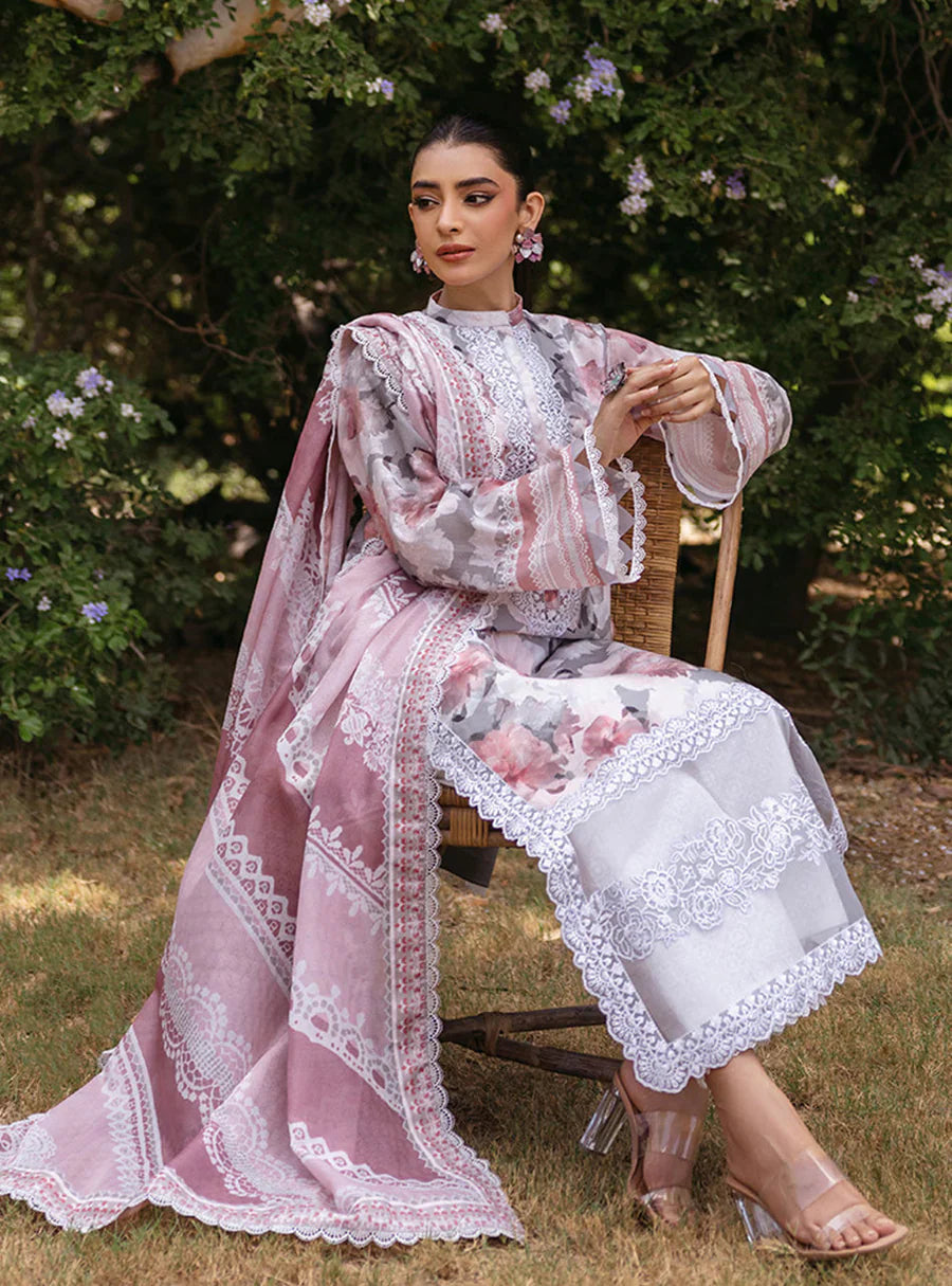 Zainab Chottani Embroiderey Lawn 3 Piece Pink NazDresses